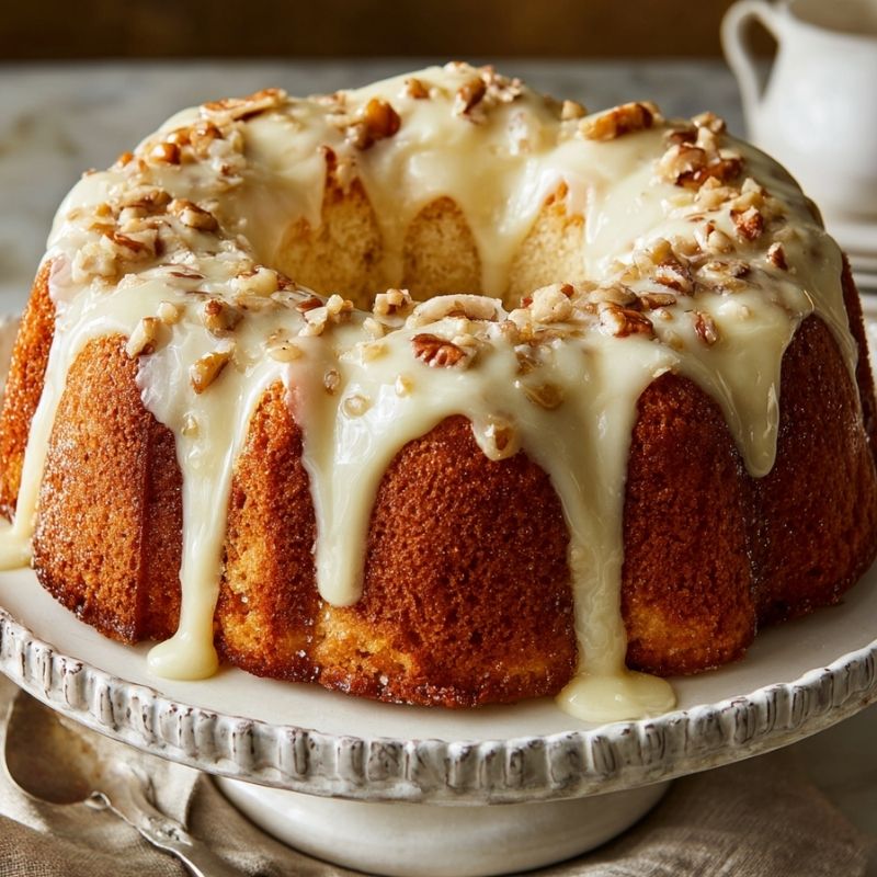 Heavenly Italian Cream Pound Cake with Cream Cheese Glaze