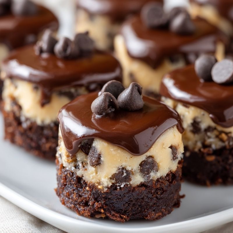 Velvety Chocolate Chip Cookie Dough Brownie Bites