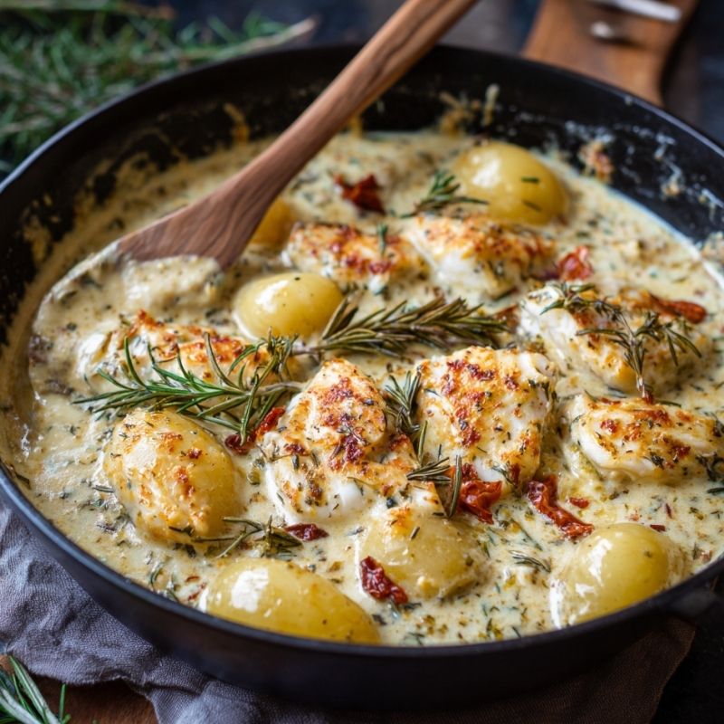 Savory Cod Potatoes In Rosemary Cream Sauce