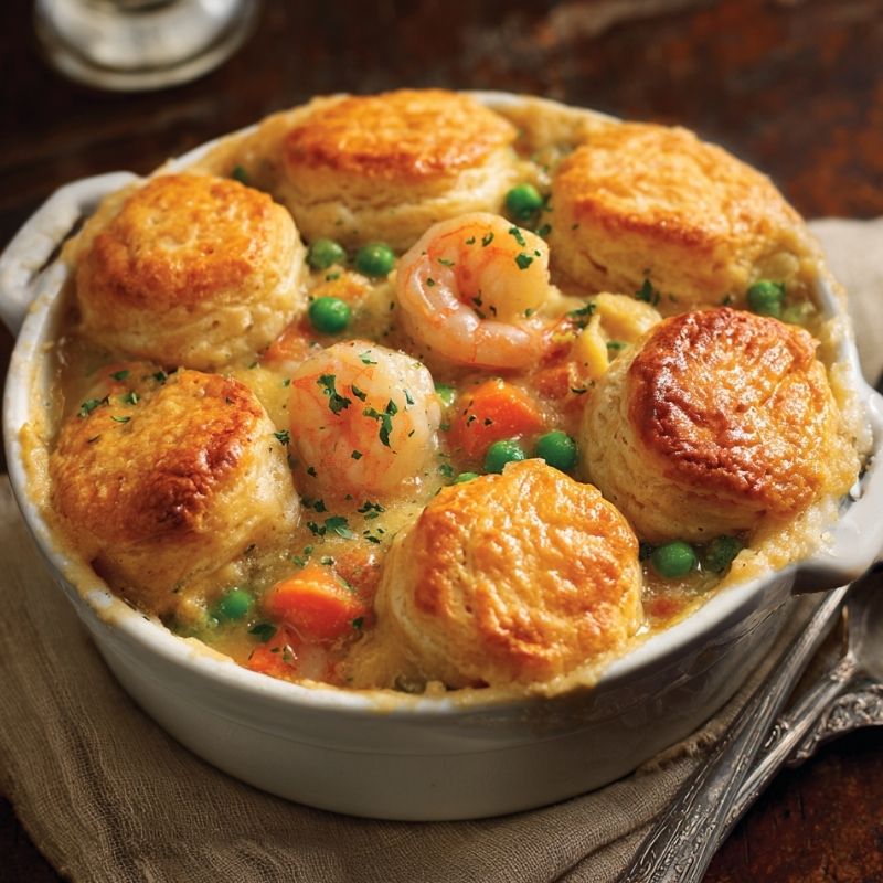 Hearty Cheddar Bay Biscuit Seafood Pot Pie