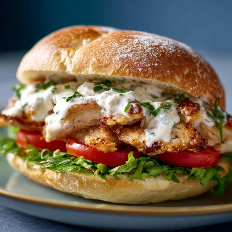 Loaded Chicken Sandwich With Garlic Mayo