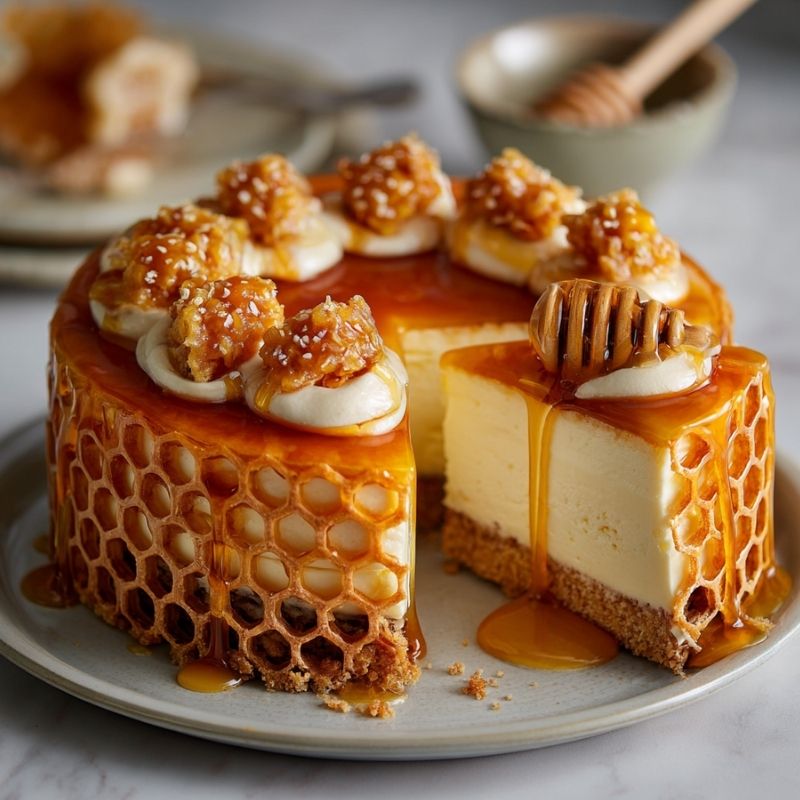 Velvety Honeycomb Cheesecake Cake
