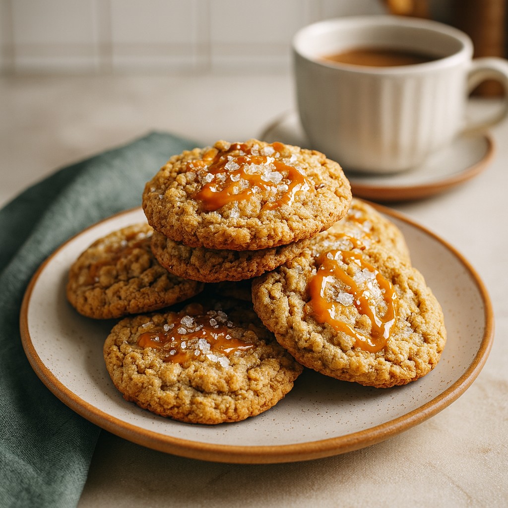 Decadent Salted Toffee Oatmeal Cookies