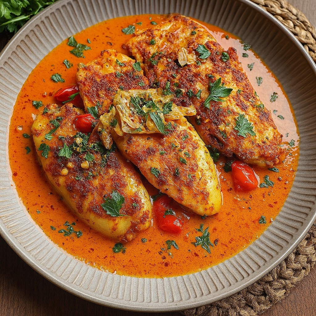 Velvety Tilapia In Roasted Pepper Sauce