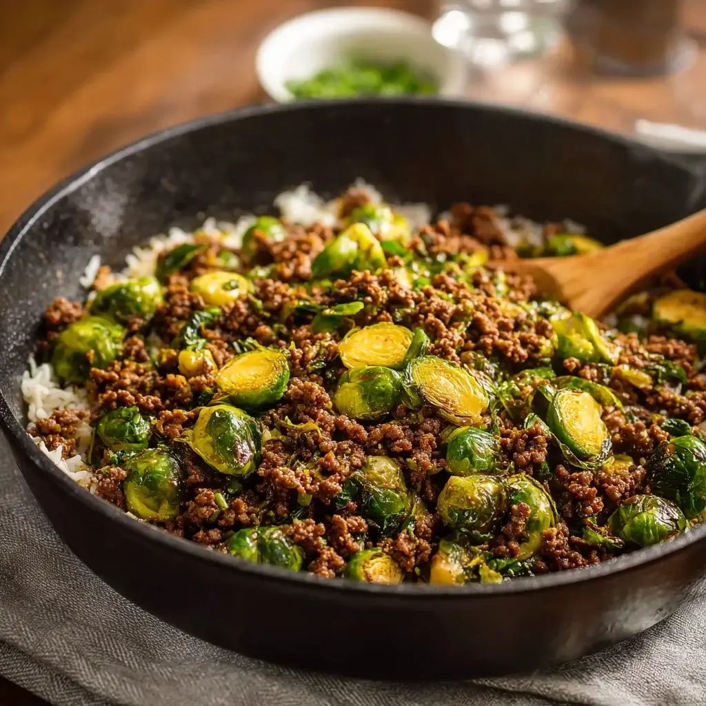 Flavorful Ground Beef And Brussels Sprouts