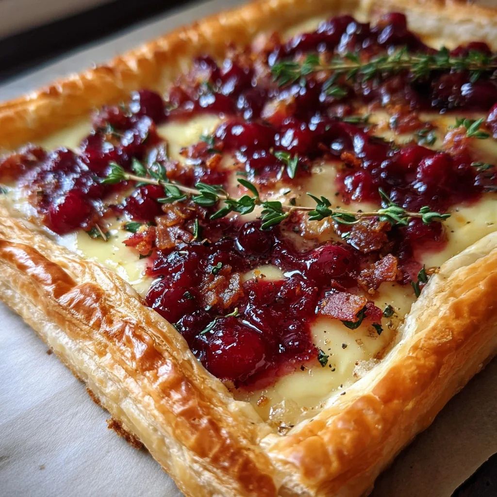 Holiday Cranberry Brie Tart With Pancetta And Thyme
