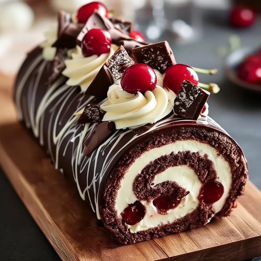 Elegant Black Forest Cake Roll