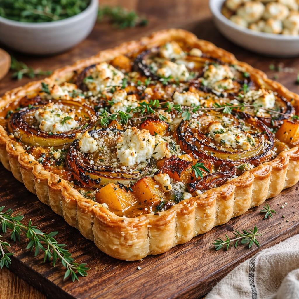 Savory Caramelized Onion Butternut Squash Tart