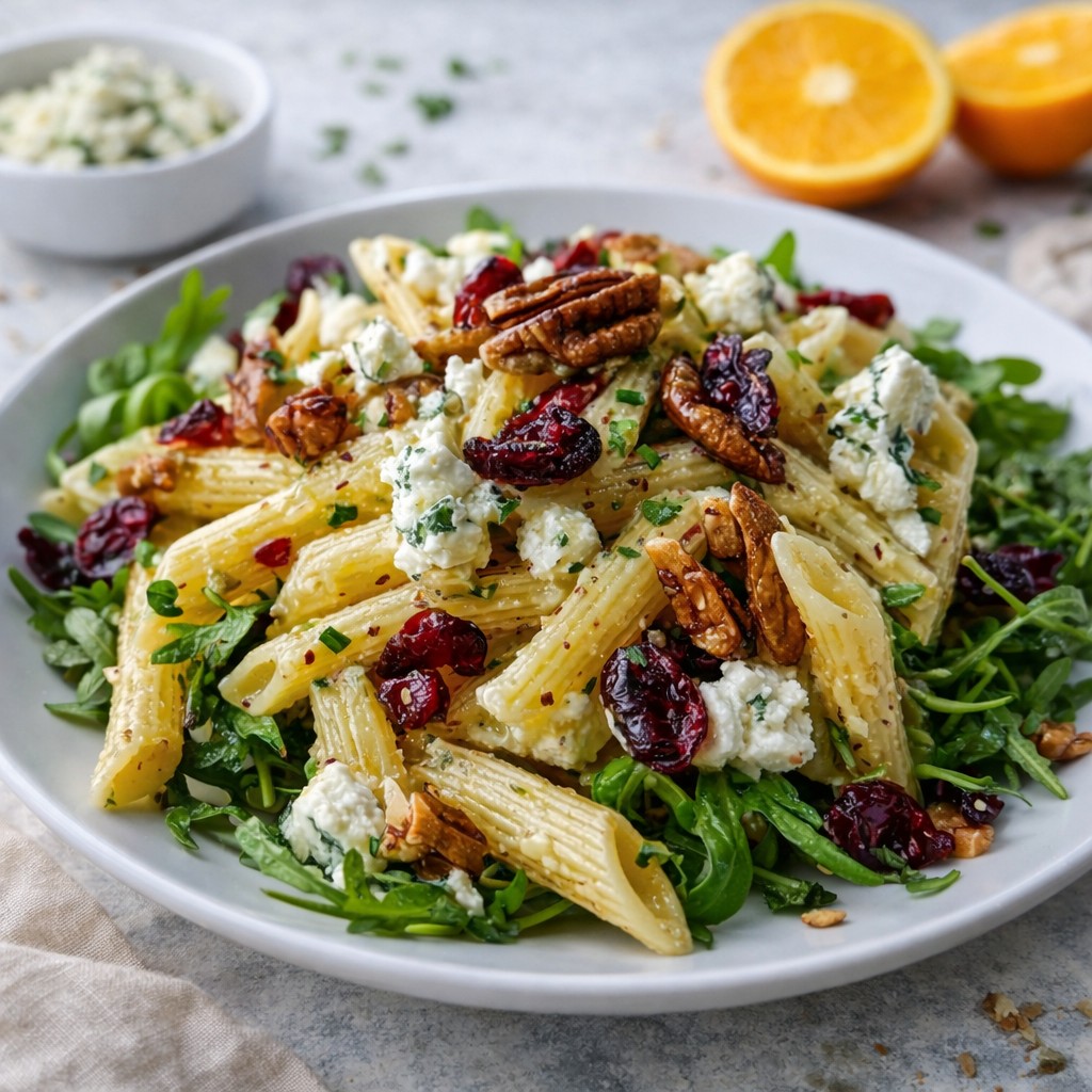 Feta And Cranberry Penne Salad With Orange Vinaigrette