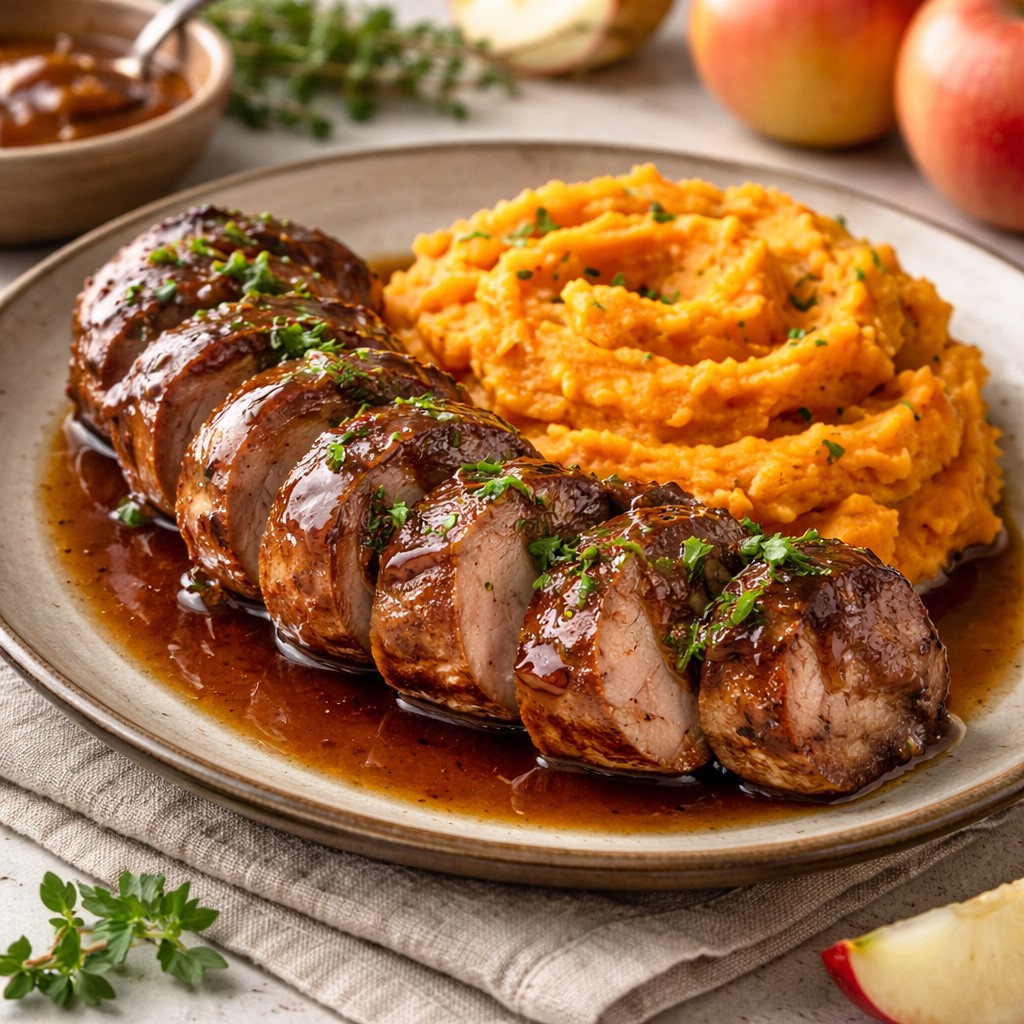 Savory Apple Butter Glazed Pork Tenderloin