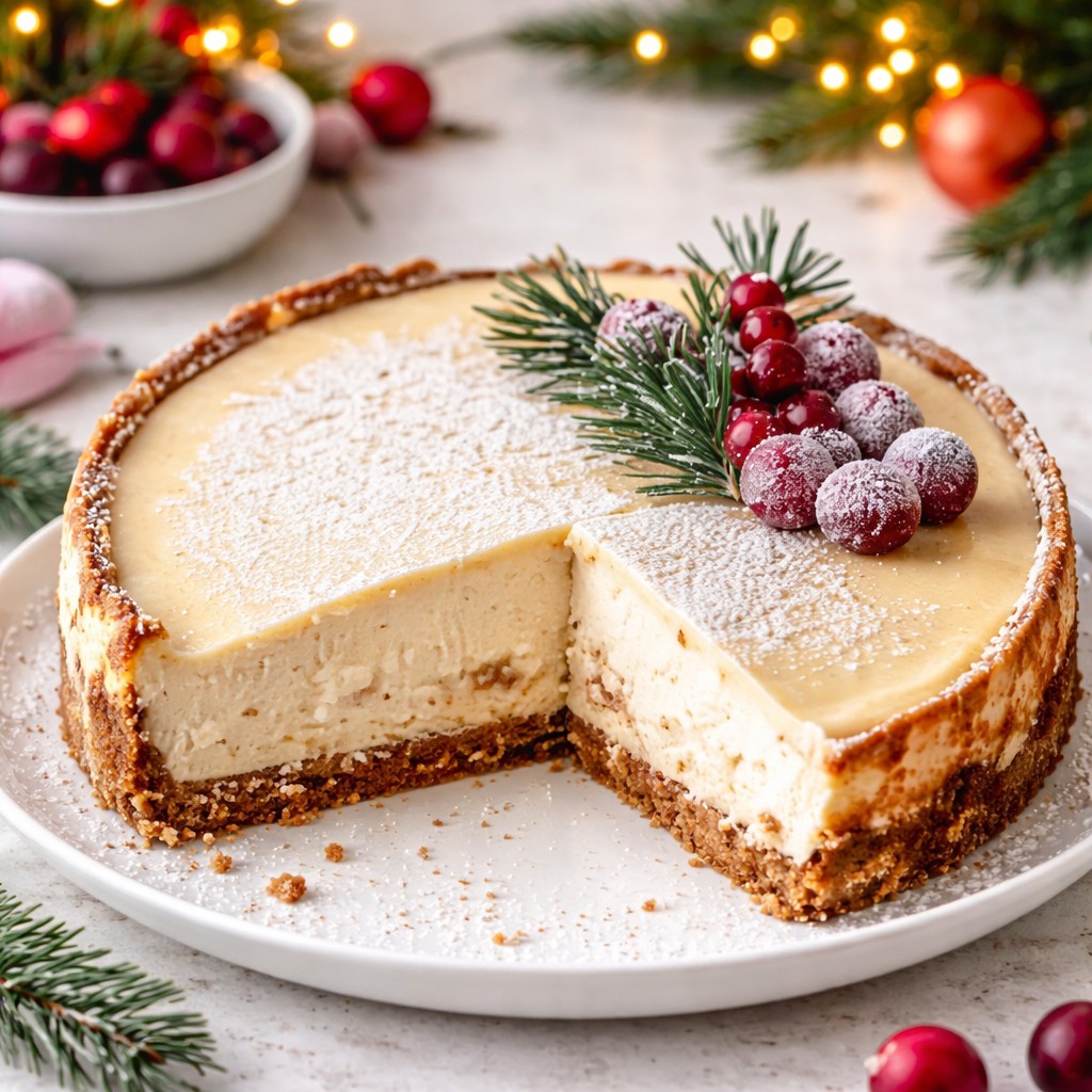 Creamy Eggnog Cheesecake
