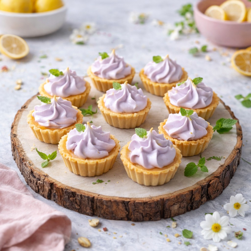 Mini Lemon Tart With Lilac Meringue