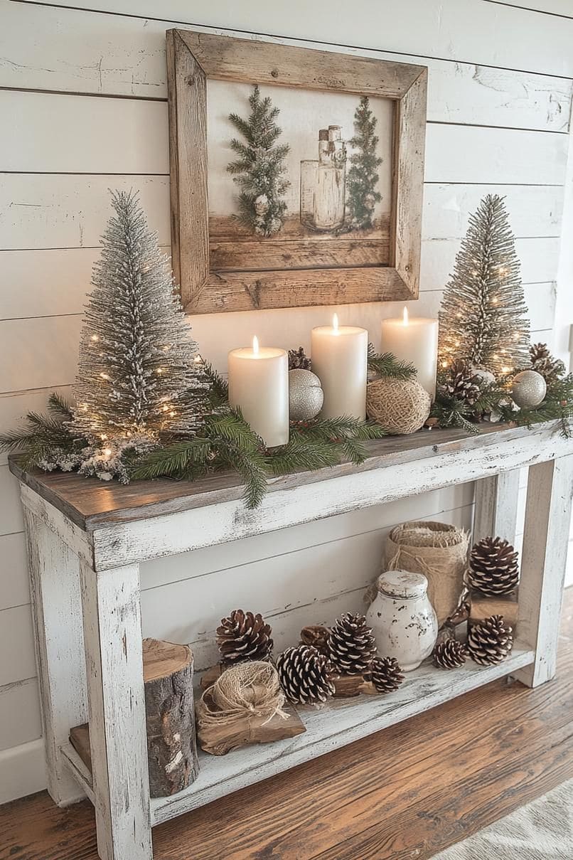 Cozy Farmhouse Winter Console