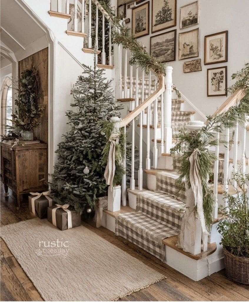Farmhouse Staircase Holiday Charm