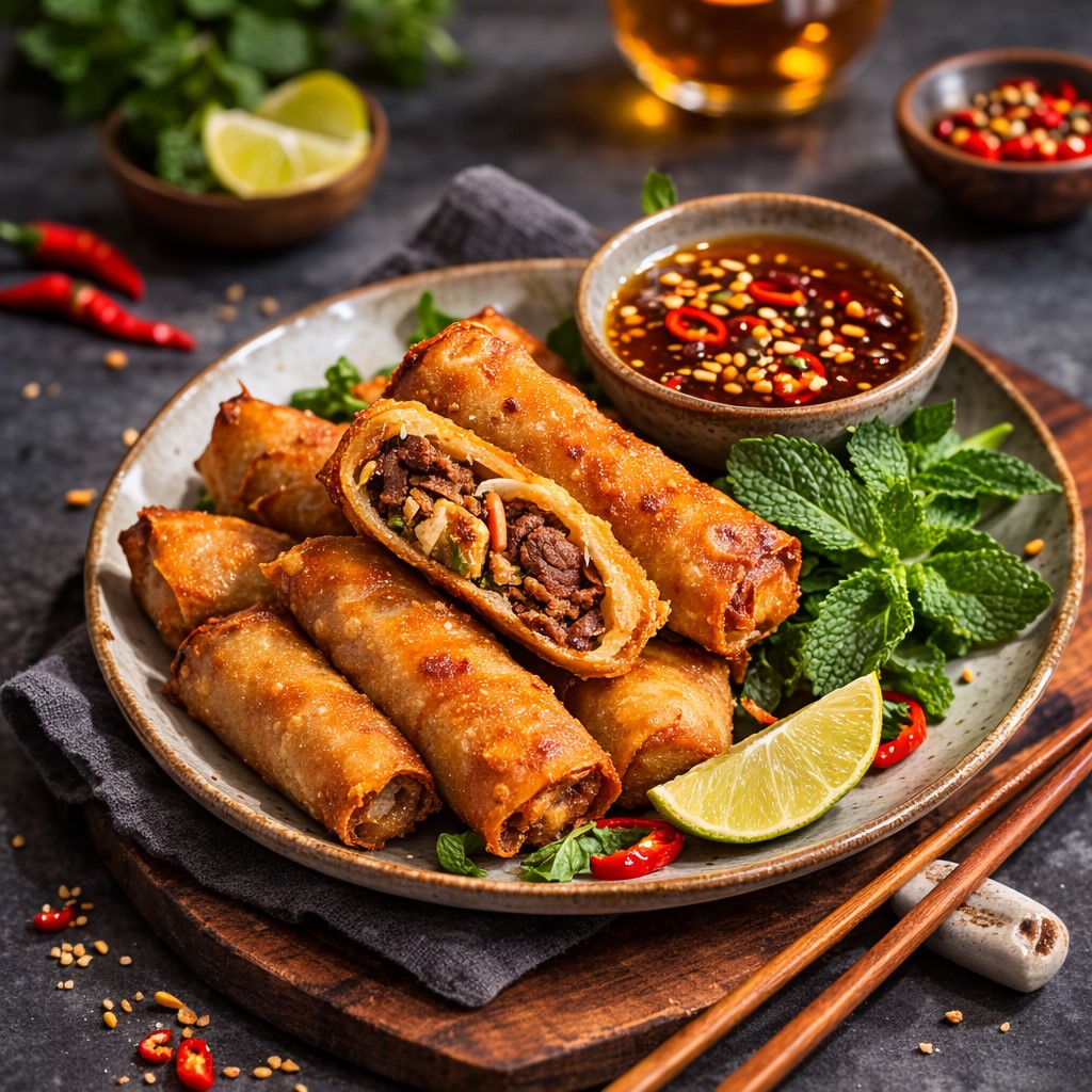 Savory Thai Basil Beef Rolls