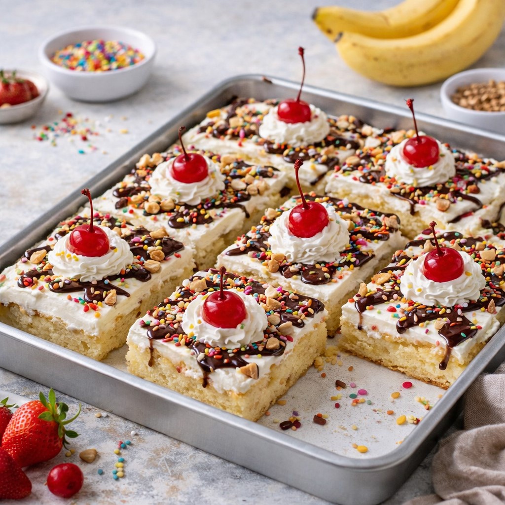 Banana Split Sheet Cake